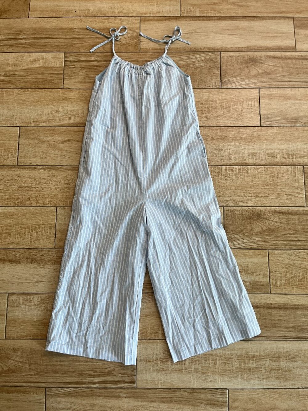 Womens Lost + Wander Blue/White Stripe Jumpsuit - XS